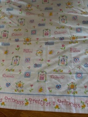Cinderella Printed Cotton Panel Sheet in White, Pink, Blue